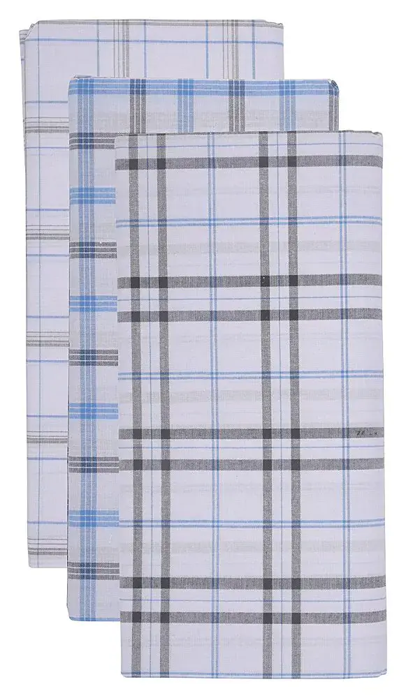 2.25m White Checked  Cotton Mens Lungi set of 2 - Master