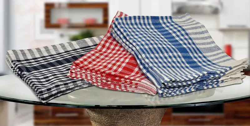 Check Cotton Kitchen Towel Multicolor Cloth Napkins 12 pcs - Master