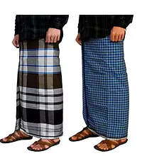 2m Checked Cotton Mens Lungi set of 2 - Master