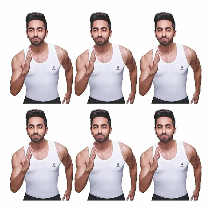 Ranjit Smart Men's White Round Neck Sleeveless Cotton Vest (Pack of 6) (White) - Master